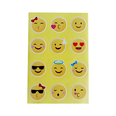 Logotipo de encargo lindo de la sonrisa de las etiquetas engomadas redondas adhesivas emocionales de la expresión