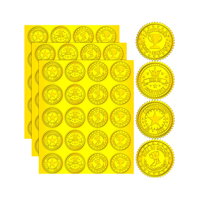 Borde serrado etiquetas engomadas metálicas de encargo del sello de la oblea del paquete del oro para los premios