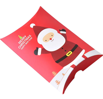Regalo en forma de almohada Cajas de dulces de Navidad Caja de regalo de Santa Tarjeta blanca de 250 g / m²