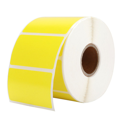 Adhesivo de rollo de papel de código de barras térmico amarillo personalizado 58 mm