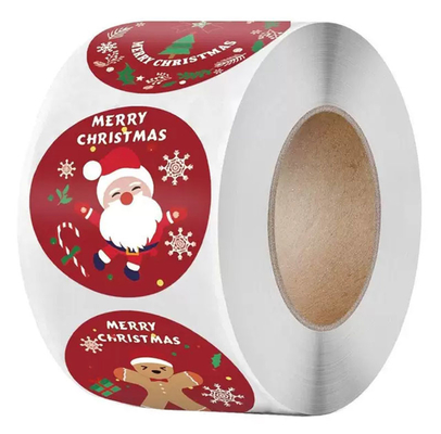 Etiquetas autoadhesivas redondas personalizadas de la etiqueta del PVC de la Feliz Navidad para la caja del sobre del regalo de la tarjeta