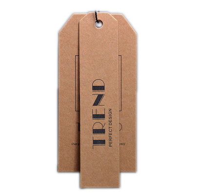 Etiquetas colgantes de cuero Kraft personalizadas, etiqueta de precio marrón para equipaje de ropa de marca