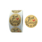 Círculo de papel Kraft gracias etiquetas adhesivas con impresión dorada de 3 pulgadas